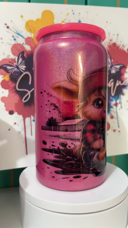 Carhartt Highland Cow 16oz shimmer Pink Cup