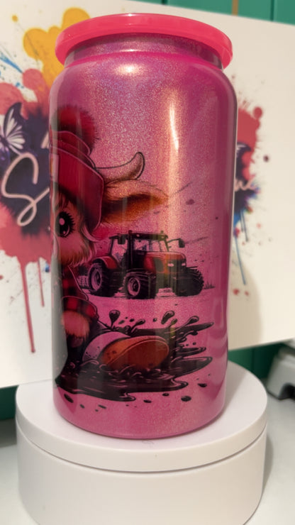 Carhartt Highland Cow 16oz shimmer Pink Cup