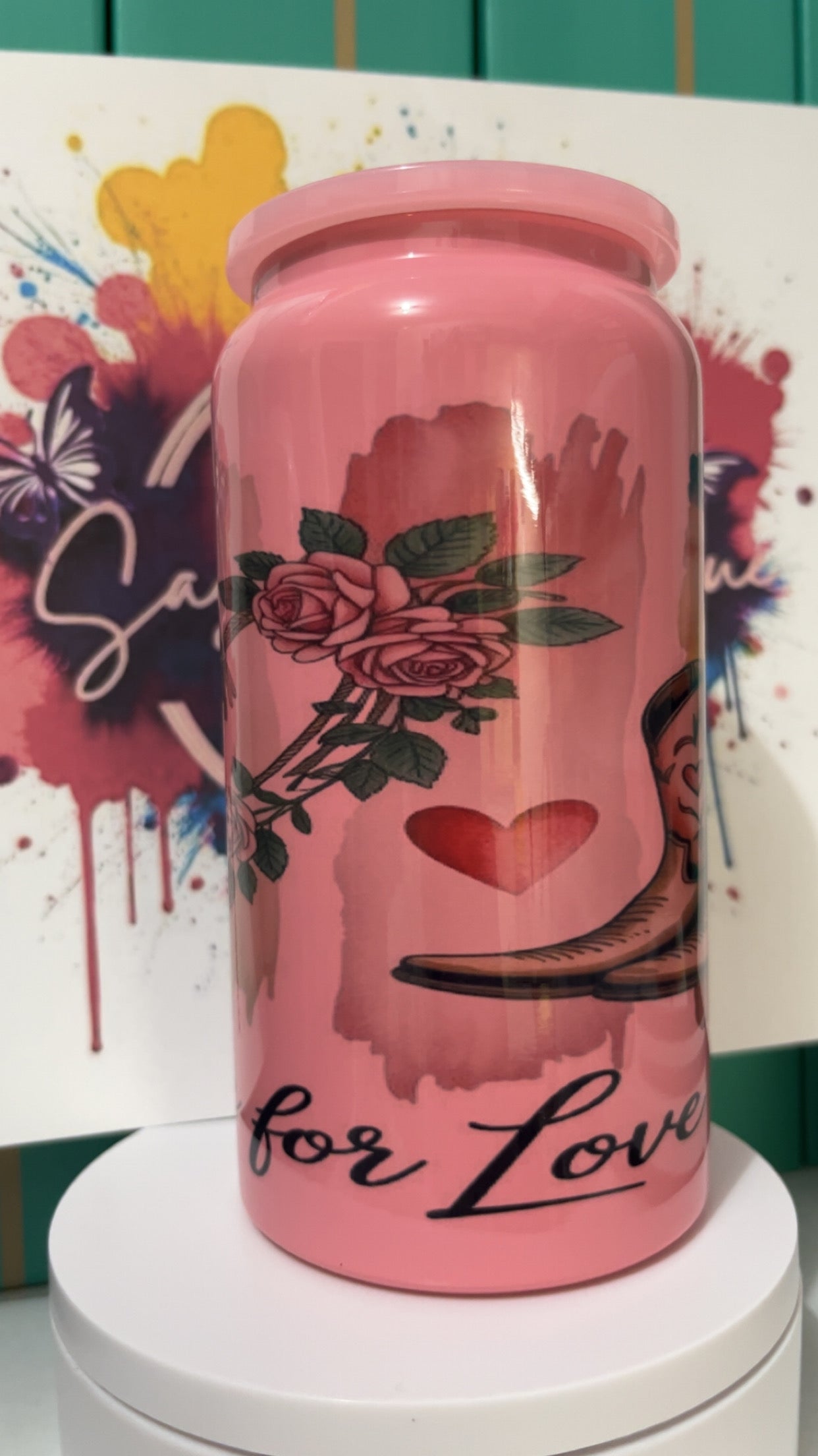 Ride For Love 16oz Light Pink Cup
