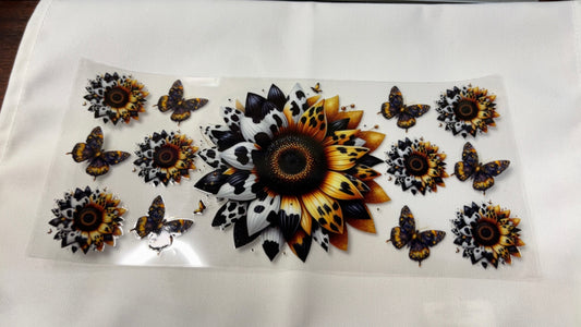 Cow print Butterfly Sunflower Wrap